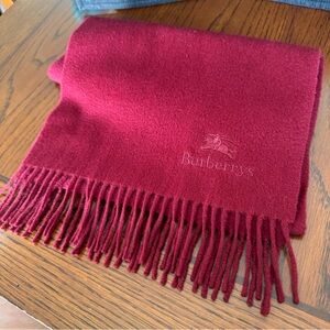 Vintage Burberrys 58x12" 100% Cashmere Scarf - Burgundy Made in England
